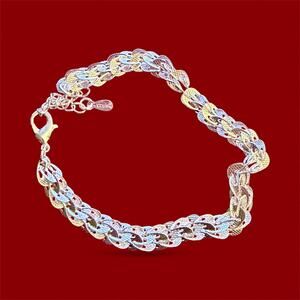 8MM Byzantine Bracelet 8inches marked 925 Sterling silver color unisex
